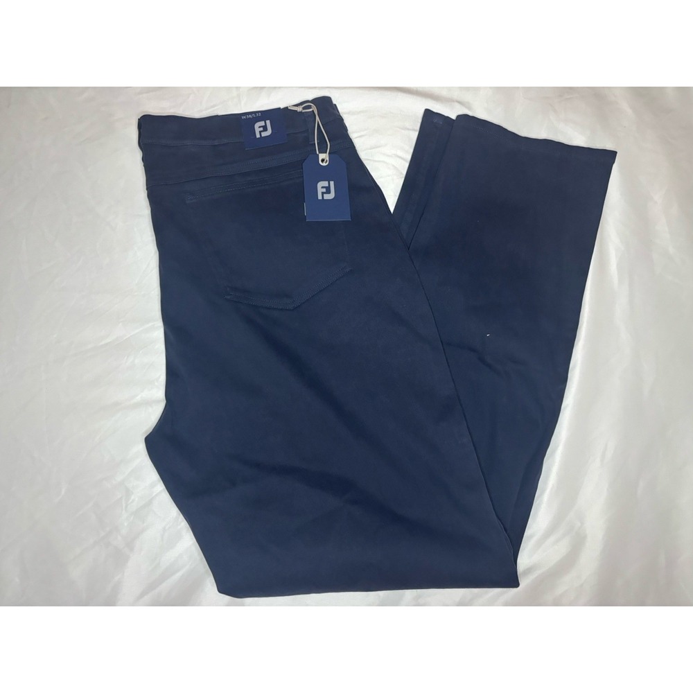 FootJoy Men's 38x32 Sueded Cotton Twill Stretch‎ 5-Pockets Navy Blue Pants NWT